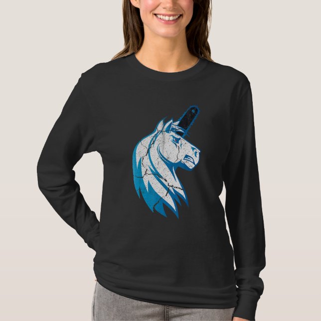 Camiseta Malo Unicornio De Caballos Con Cháinsaw Y Flores A (Anverso)