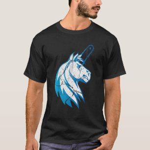 Camiseta Malo Unicornio De Caballos Con Cháinsaw Y Flores A