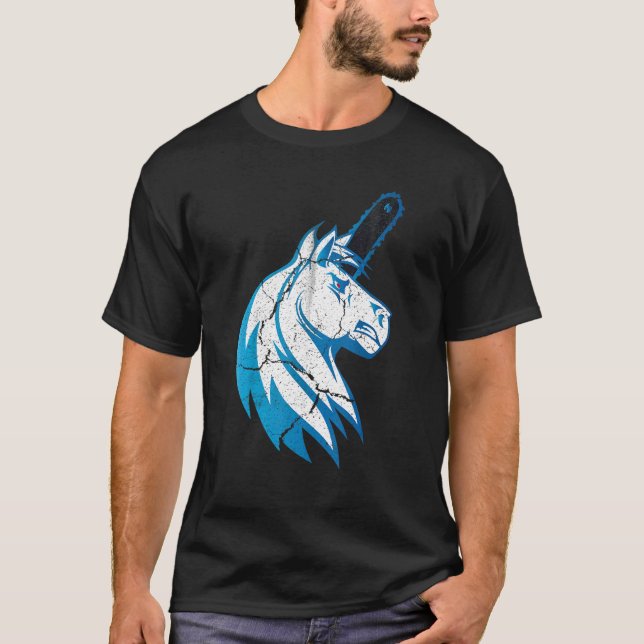 Camiseta Malo Unicornio De Caballos Con Cháinsaw Y Flores A (Anverso)