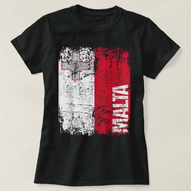 Camiseta MALTA Bandera Vintage MALTA (Diseño del anverso)