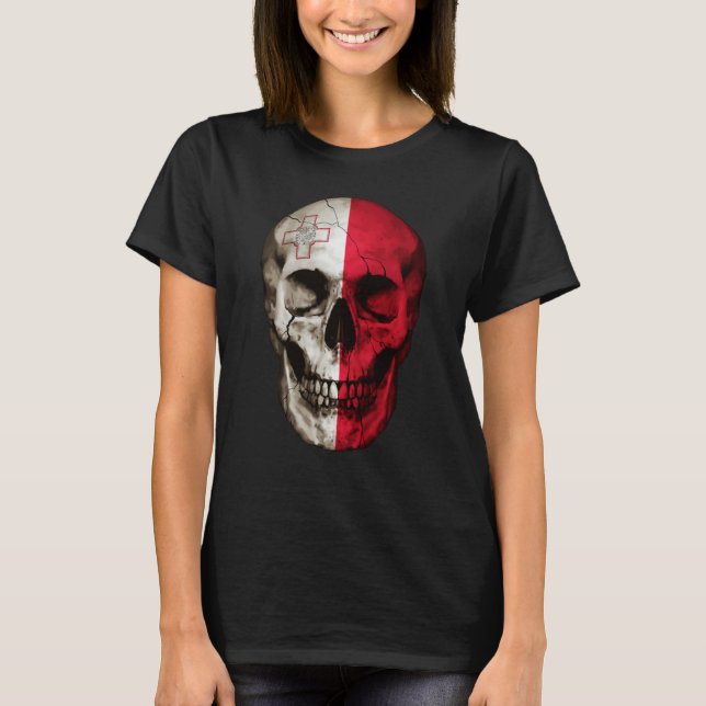 Camiseta Malta Flag Skull Maltese Roots Proud Patriotic (Anverso)