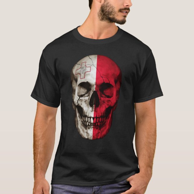 Camiseta Malta Flag Skull Maltese Roots Proud Patriotic (Anverso)