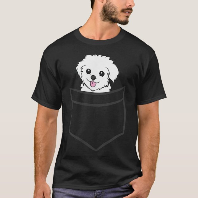 Camiseta Maltés En El Bolsillo Perros Malteses (Anverso)