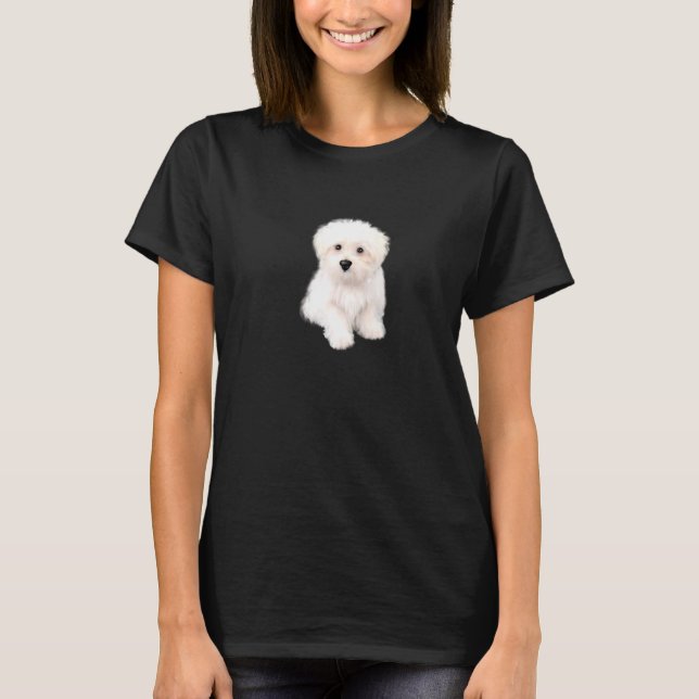 Camiseta Maltés lindo, Bichon, Bolonka, boloñés, cachorro.  (Anverso)
