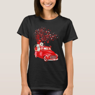 Camiseta Maltés Montando Camión Rojo Valentine Mariposa Cor