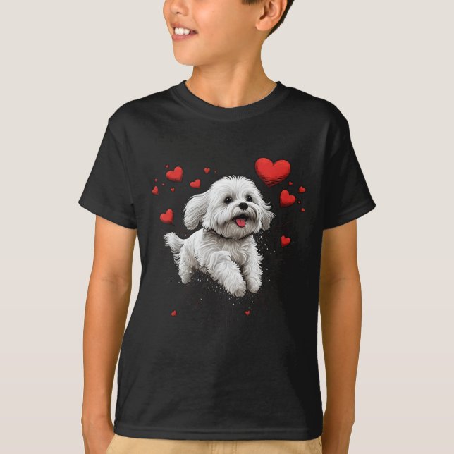 Camiseta Maltese Dog Love Heart For Valentines Day Maltese  (Anverso)