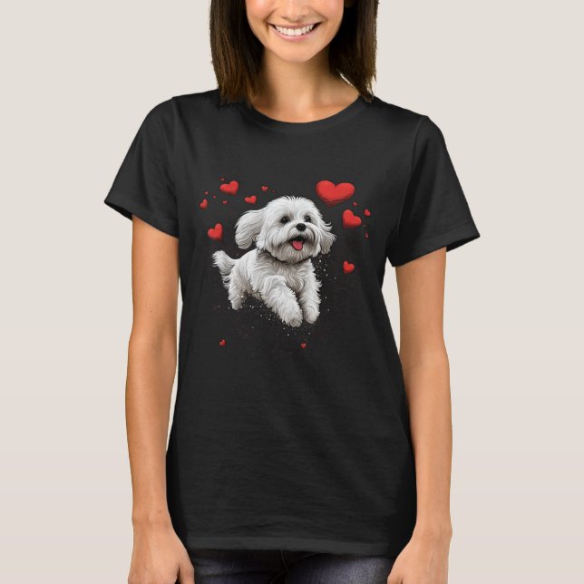 Camiseta Maltese Dog Love Heart For Valentines Day Maltese  (Anverso)