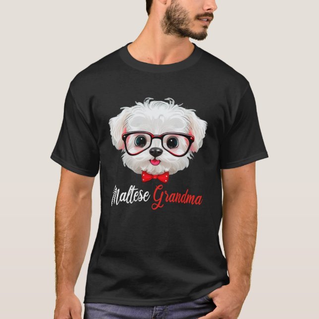 Camiseta Maltese Grandma Headband Glasses (Anverso)