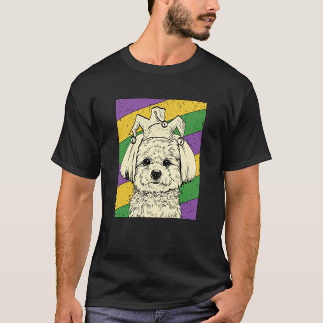 Camiseta Maltese Jester Mardi Gras Dog Mom or Dad (Anverso)
