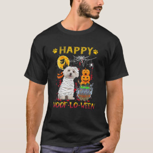 Camiseta Maltese Mummy Happy Woof-Lo-Ween Halloween Pumpkin