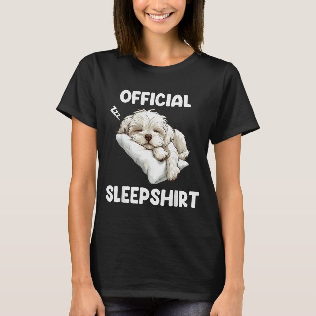 Camiseta Maltese Sleepshirt Cute Dog Lover Pajama Sleepwear (Anverso)