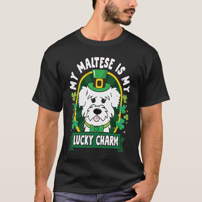 Camiseta Maltese St Patricks Lucky Charm Mom Dad (Anverso)