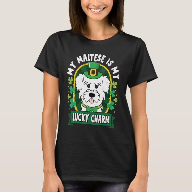 Camiseta Maltese St Patricks Lucky Charm Mom Dad (Anverso)