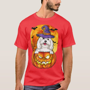Camiseta Maltese Witch Pumpkin Halloween Dog Lover Funny