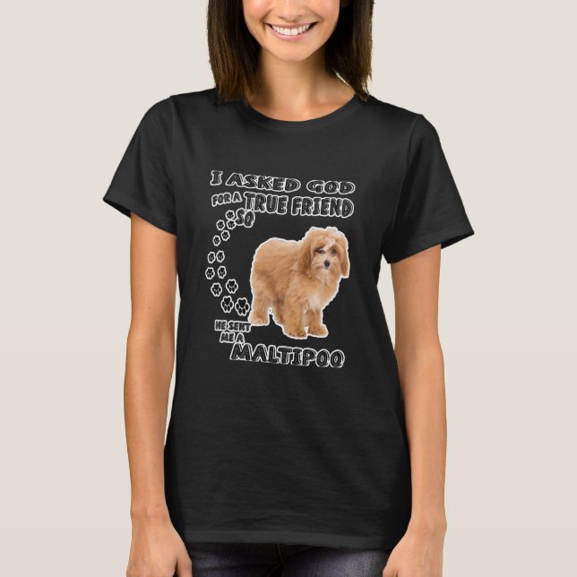 Camiseta Maltipoo dice papá de caniche maltés a mamá (Anverso)