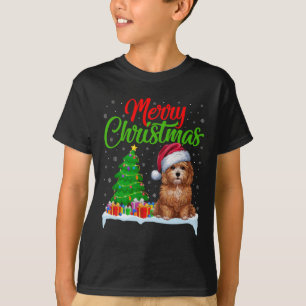 Camiseta Maltipoo Perro Árbol de Navidad Luces Navidad Navi