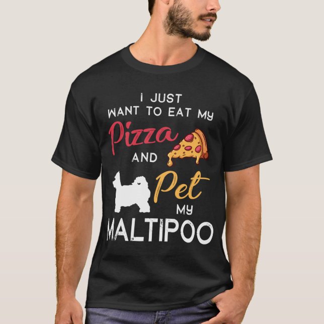 Camiseta Maltipoo Perro Pizza amante propietario Navidades  (Anverso)