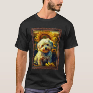 Camiseta Maltipoo Pintura Flor de girasol Flor de mamá Flor