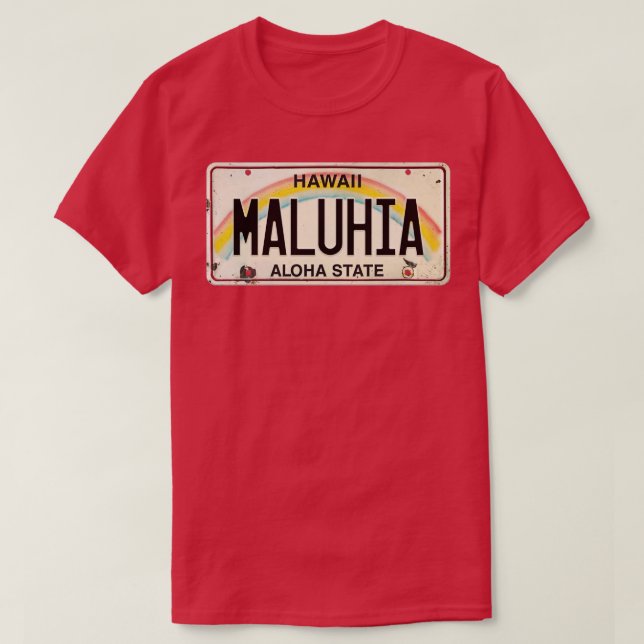 Camiseta Maluhia Vintage Hawaii License Plate TShirt (Diseño del anverso)