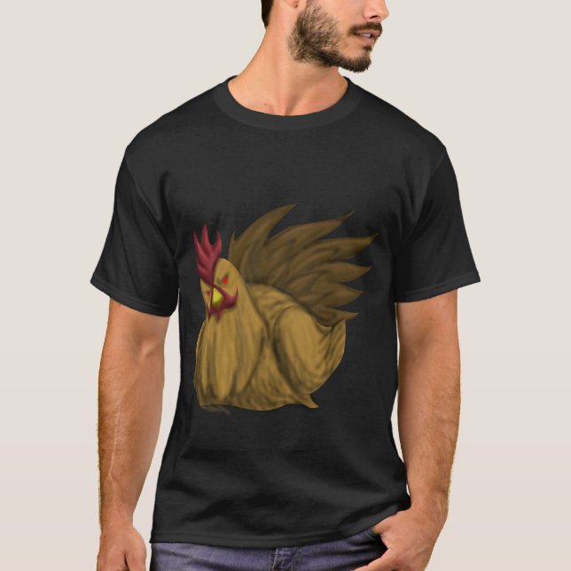 Camiseta malvada del pollo (negro) (Anverso)