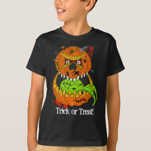 Camiseta Malvado calabaza Triste o trata a los niños Hallow