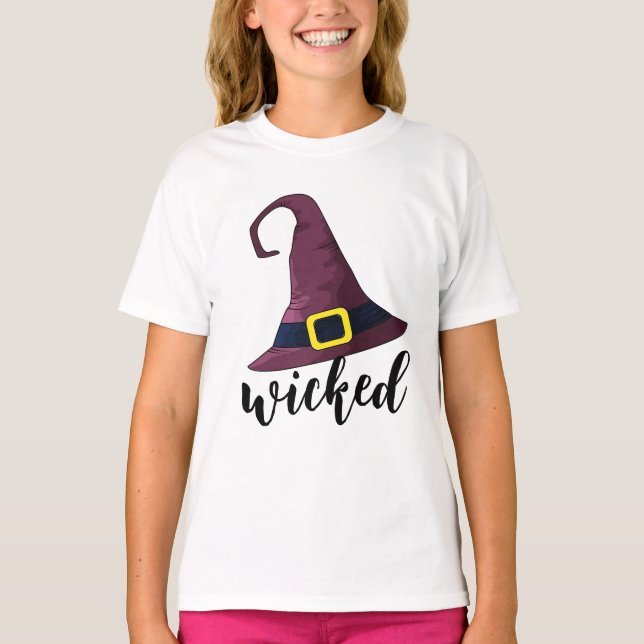 Camiseta Malvado, Gorra de brujas, divertido Halloween pers (Anverso)