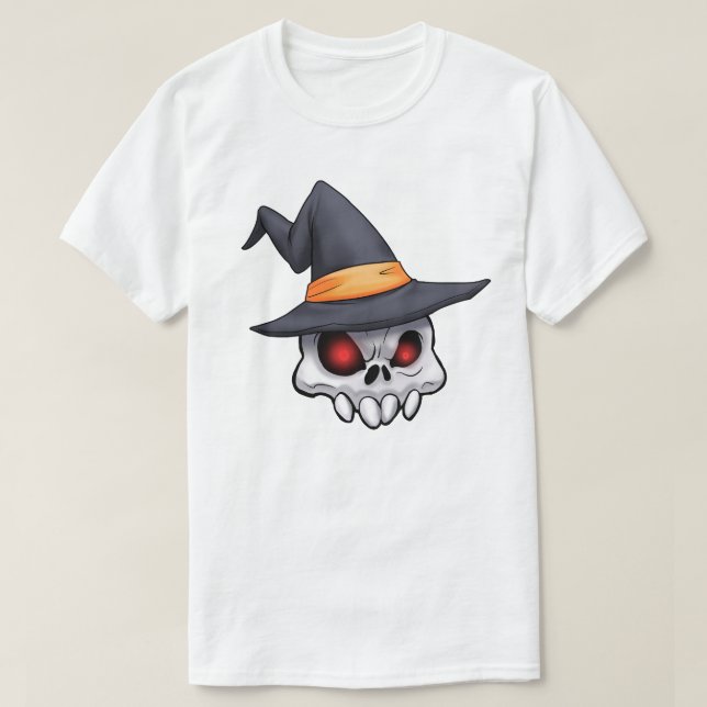 Camiseta Malvado y espeluznante Bruja de cráneo de Hallowee (Diseño del anverso)