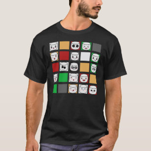 Camiseta malvaviscos de emoticonos frescos en una caja