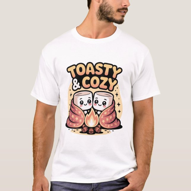 Camiseta Malvaviscos Tostados Divertido Camping (Anverso)