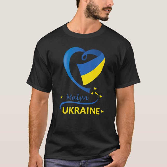 Camiseta Malyn Ukraine National Flag Heart Emblem Crest (Anverso)