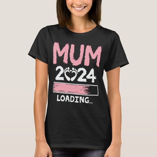 Camiseta Mamá 2024 Cargando Gracioso Futuro Nueva Mamá Para (Anverso)