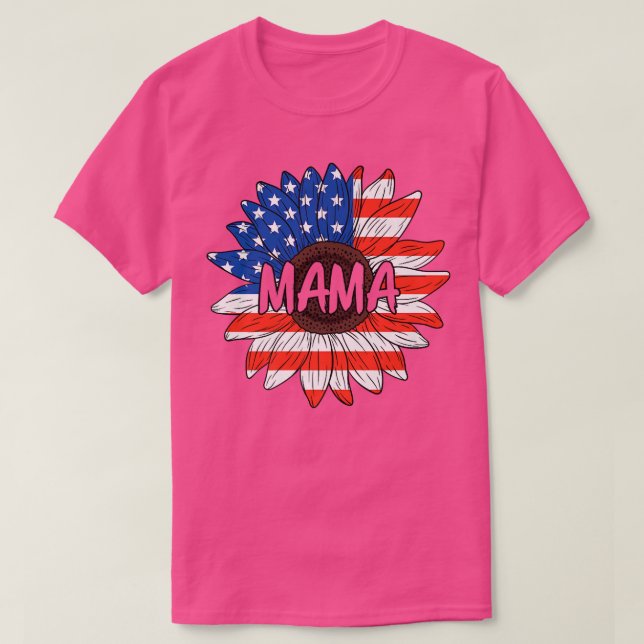 Camiseta Mama 4 De Julio Estados Unidos Sunflower Cute Mom  (Diseño del anverso)