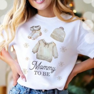 Camiseta Mamá a ser Fiesta de Bebé de Invierno