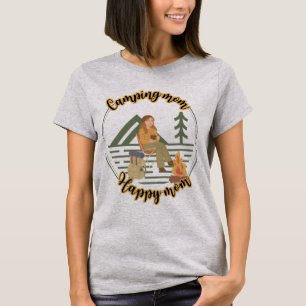 Camiseta Mamá acampada feliz mamá, mamá campista linda