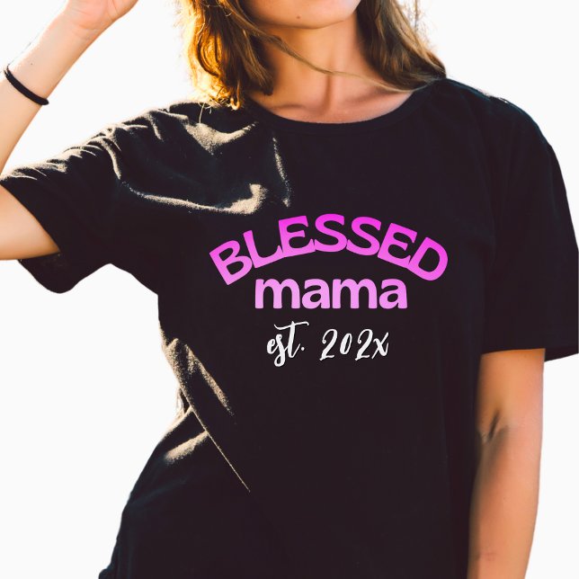 Camiseta Mama Afortunada Año Establecido Gradiente Rosa (Subido por el creador)