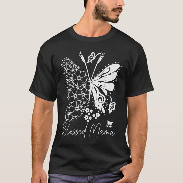 Camiseta Mamá Afortunada Cute Mariposa Imprimir Vida De Mam (Anverso)