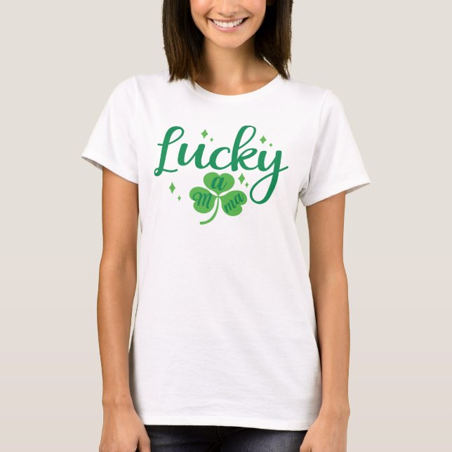 Camiseta Mamá afortunada, Día de San Patricio (Anverso)