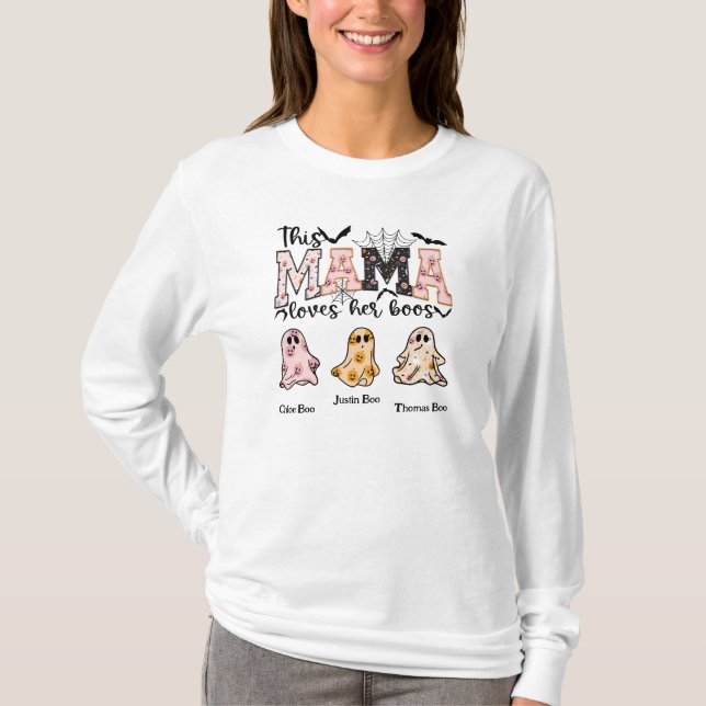 Camiseta Mamá ama a sus niños - Tres bebés abucheos persona (Anverso)