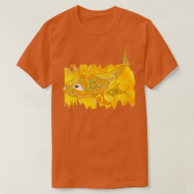 Camiseta Mamá amarilla ballena y bebé (Diseño del anverso)