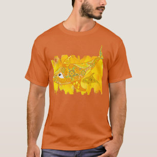Camiseta Mamá amarilla ballena y bebé