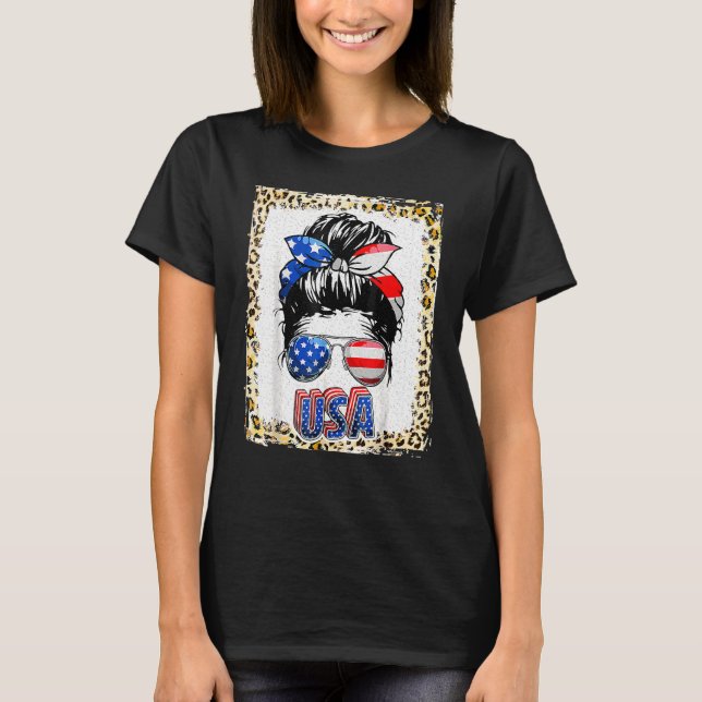 Camiseta Mamá Americana Vida Desordenada Mujeres De Bun 4 D (Anverso)