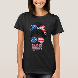 Camiseta Mamá Americana Vida Moño Desordenado Mujeres Chica
