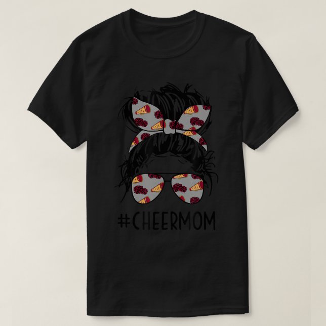 Camiseta Mamá animadora, mamá animadora, Messy Bun Moth (Diseño del anverso)