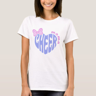 Camiseta Mamá animadora mamá corazón lindo con lazo