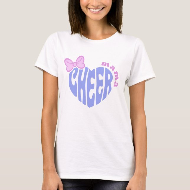 Camiseta Mamá animadora mamá corazón lindo con lazo  (Anverso)