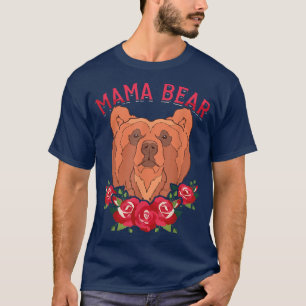 Camiseta Mamá animal floral oso Rosa de flores de familia M