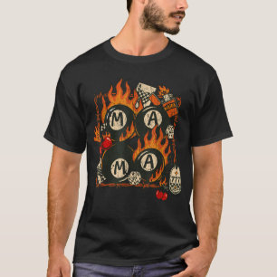 Camiseta Mamá Arriesgada 8 Bolas Llamas Cerezas Vintage