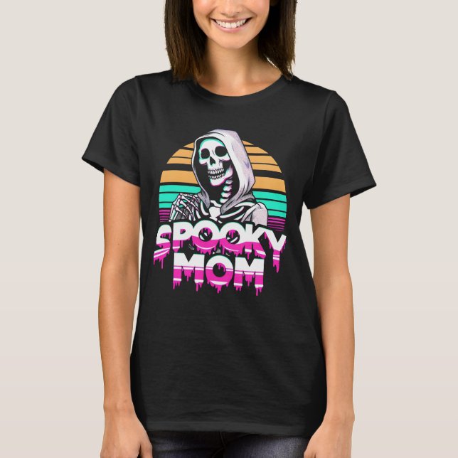 Camiseta Mamá asustada: Mamá de Vaporwave Skeleton Hallowee (Anverso)