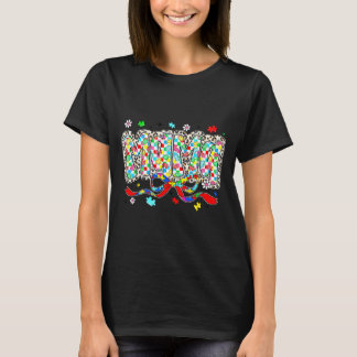 Camiseta Mamá autismo mama leopardo cuadros pieza rompecabe
