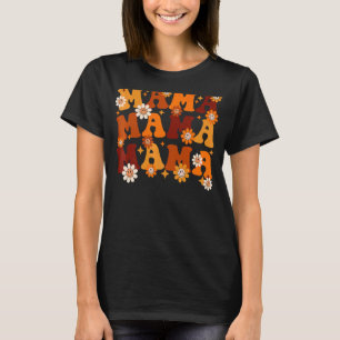 Camiseta Mama Autumn Vintage Retro Groovy Hippie Flowers Mo